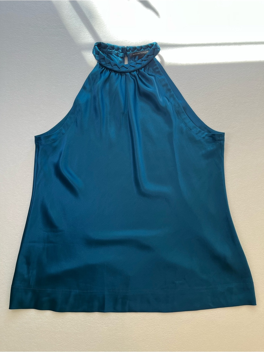 Banana Republic Teal 100% Silk Halter Top